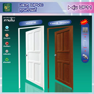 ประตู ห้องนอน ห้องนํ้า ห้องรับแขก ใช้ภายใน วัสดุUPVC ประตูพร้อมวงกบ แถมลูกบิด!! ครบเซ็ตพร้อมติดตั้ง