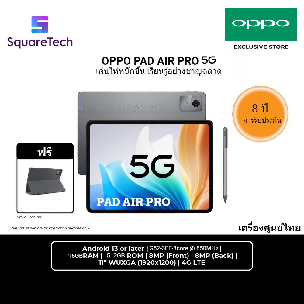 หักสองร้อยบาท [2025]-เครื่องศูนย์ไทย- Opp0 PAD AIR PRO 5G [512ROM+16RAM] แท็บเล็ต Android 12.0 4G/5G+ WIFI,ซิมการ์ดคู่