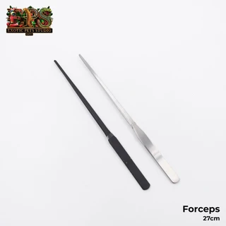 Forceps ฟอร์เซปปลายตรงและปลายงอ สีดำและสีเงิน ขนาด 27 cm. / 38 cm. ที่คีบสแตนเลส ปากคีบสแตนเลส