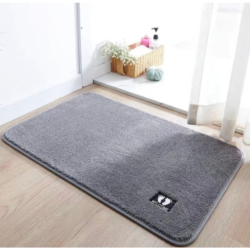 พรมเช็ดเท้าขนแกะ กันลื่นพรมเช็ดเท้าซึมซับน้ำได้ดีขนาด 60 × 40 cm