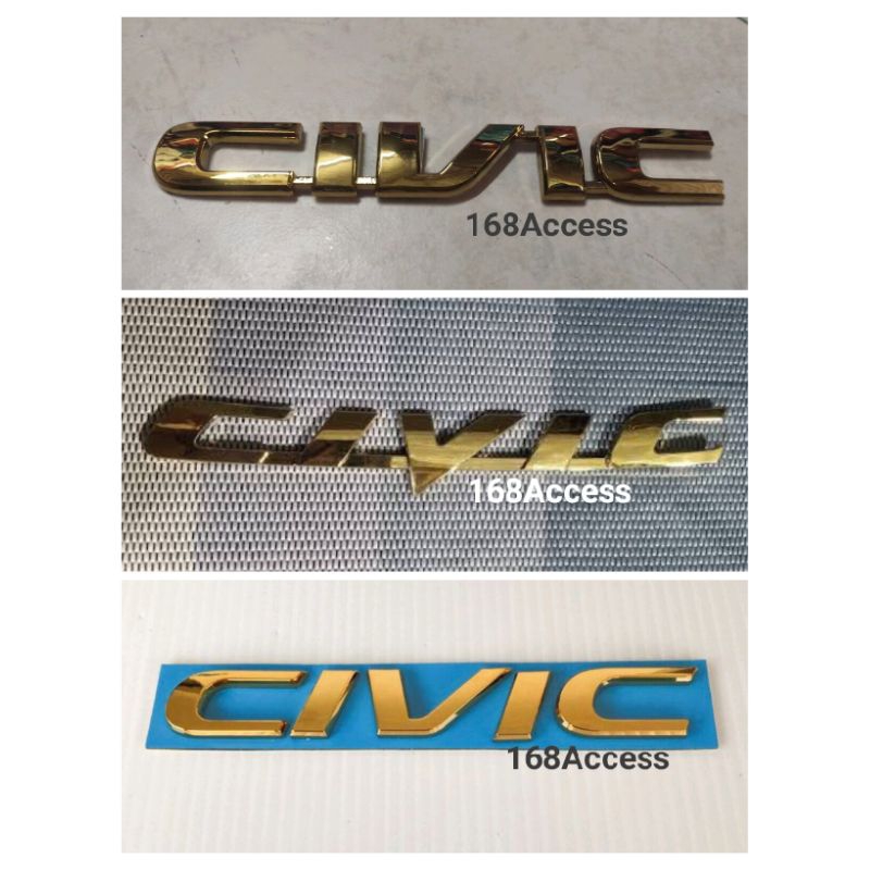 โลโก้ติดท้ายสีทอง Civic Dimension, FD, FC/FK Gold