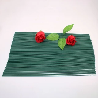 ก้านดอกไม้ห่อพลาสติก Chenille, สาขาดอกไม้จำลองทำด้วยมือ DIY, อุปกรณ์เสริมช่อดอกไม้, ลวดสีเขียว/เหล็ก