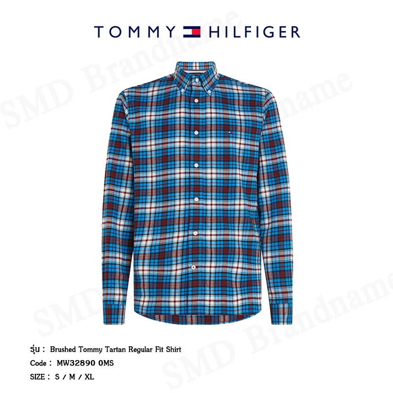 Tommy Hilfiger เสื้อเชิ้ต รุ่น Brushed Tommy Tartan Regular Fit Shirt Code : MW32890 0MS