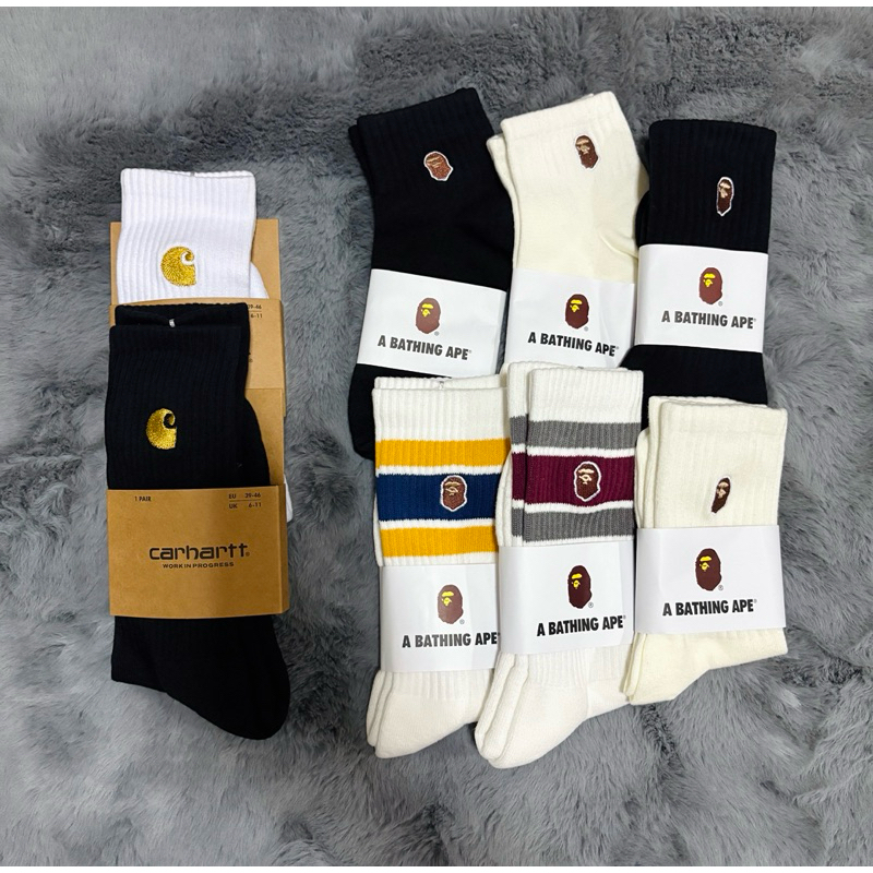 Bape/carharttถุงเท้าแฟชั่นข้อยาว,สั้น มีเก็บปลายทาง.