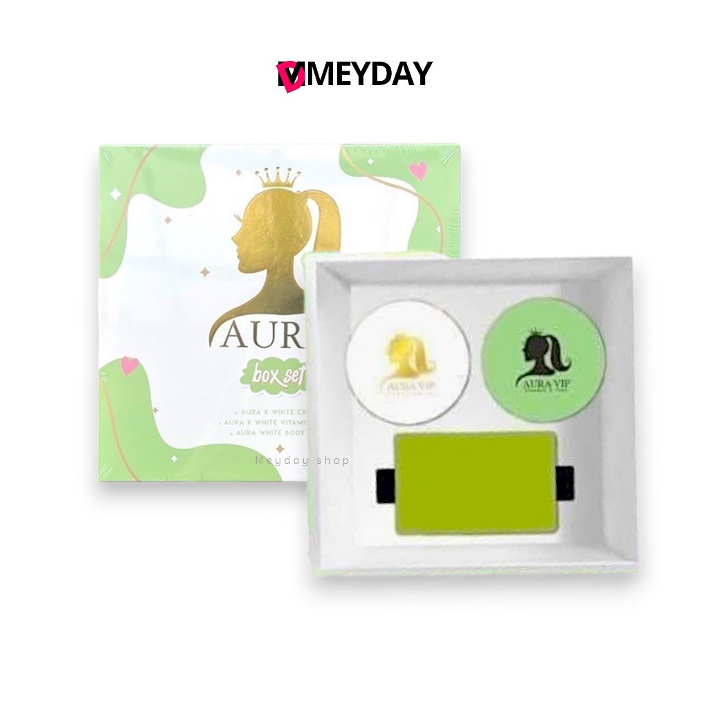 Aura vip k white cream white - ออร่า วี ไอ พี เค ไวท์ ครีม ไวท์ (1 ชุด มี 3 ชิ้น)