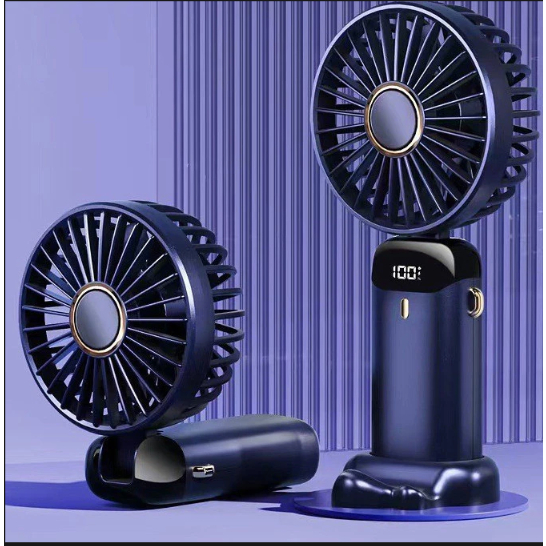 N15 พัดลมพกพา USB พัดลมมือถือ ปรับได้ 5 ระดับ แสดงระดับแบตเตอรี่ เดสก์ท็อป / มือถือ /ห้อยคอ พัดลมพกพ
