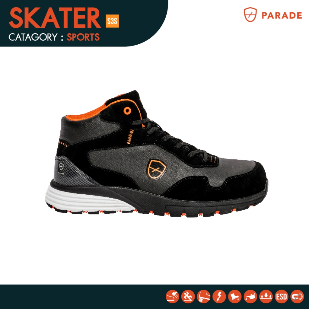 รองเท้าเซฟตี้ Parade รุ่น SKATER หัวคอมโพสิต ยึดเกาะพื้นได้ดี