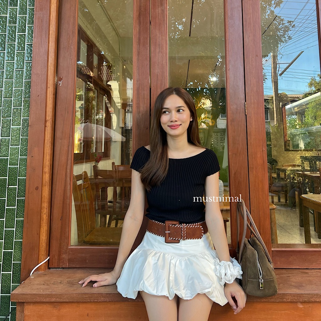 (พร้อมส่ง) MUSTNIMAL | JAM off shoulder เสื้อปาดไหล่ไหมพรม