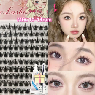 กาวฟรี 1 ชิ้น แหนบ 10D20D30D40D ชุดต่อขนตาไฮบริด ขนตาหนา 9-16 มม. ขนตางอน DIY ขนตาแบบคลัสเตอร์