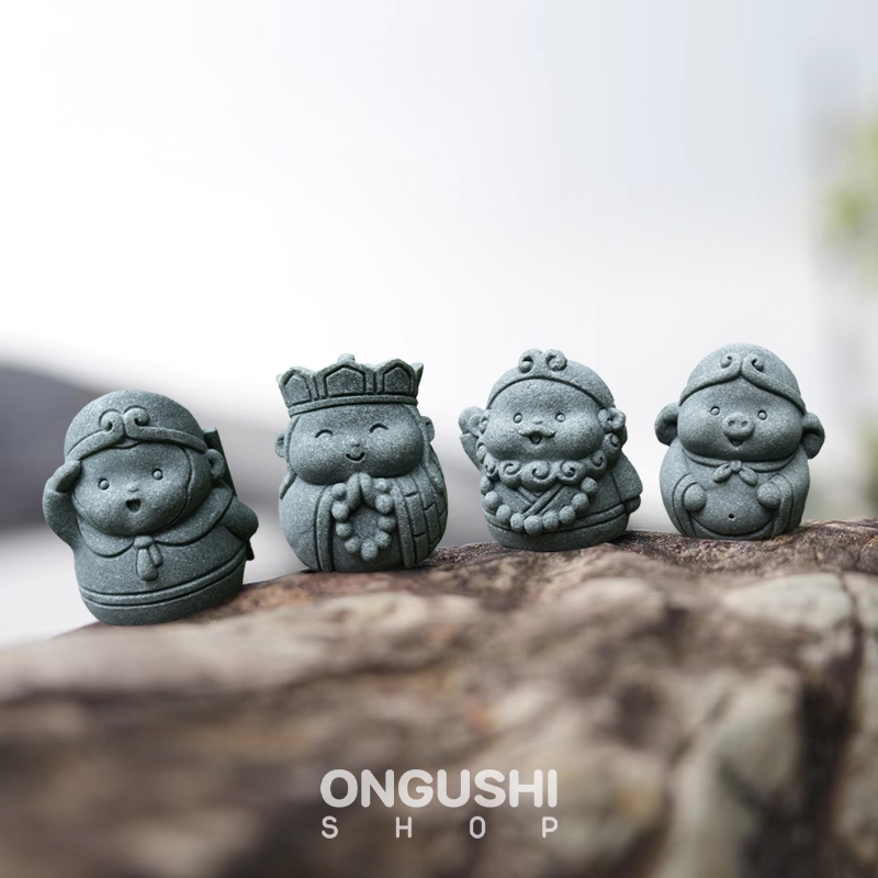 ⚡️ พร้อมส่งจากร้านคนไทย 🏮 รูปปั้นหินจิ๋วขนาดเล็ก ไซอิ๋วตะลุยชมพูทวีป ขนาด 4 cm. ครบชุด 4 ชิ้น