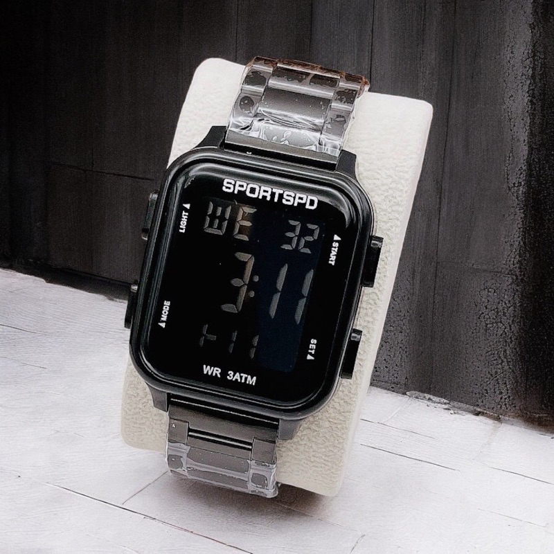 Sportwatch นาฬิกาข้อมือดิจิทัล ดิจิตอลสายเหล็ก สําหรับผู้ชาย  นาฬิกาแฟชั่นกีฬา จับเวลาตั้งปลุกได้