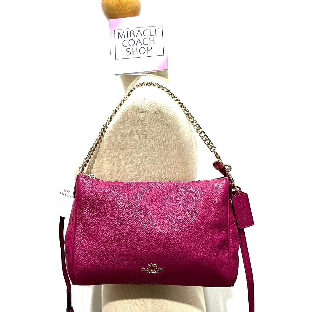 กระเป๋าถือ COACH ของแท้ มือ 1 หนังแท้นิ่ม มีสายยาว COACH 36666 CARRIE CROSSBODY IN PEBBLE LEATHER Cr