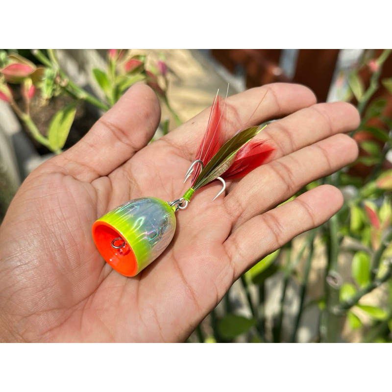 เหยื่อป๊อบเปอร์อาหารเม็ด ไซร์2.8cm7g. รุ่นใหม่ งานไม้โมกมัน ป๊อบเสียงดังๆเพราะๆ