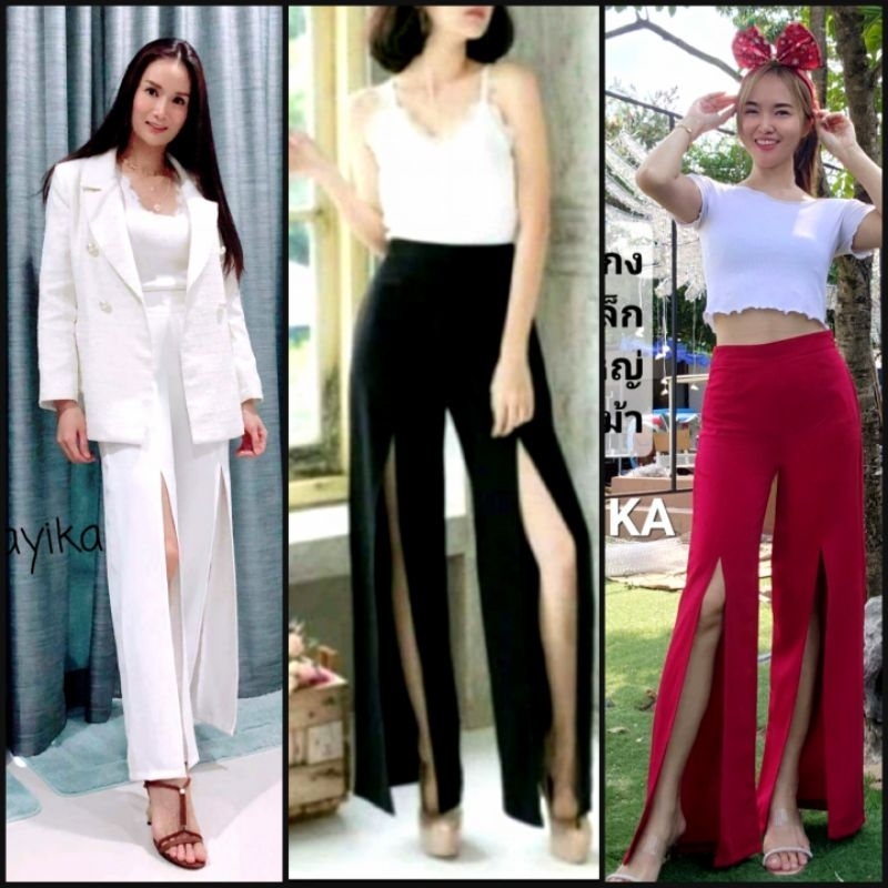 กระบอกใหญ่ผ่าหน้า ซิปหลังงาน 2 กระเป๋าผ้าฮานาโกะมีไซสใหญ่สาวอวบ เอว26-44" ยาว40"  ผ้าทิ้งตัว