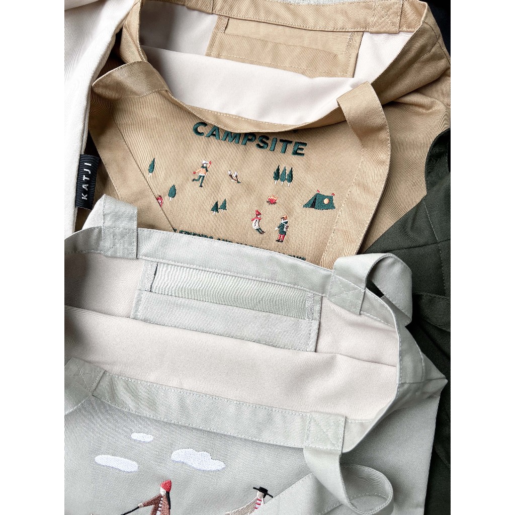 (ดูCODEที่หน้าร้านค้า) katji / พร้อมส่ง Tote bag กระเป๋าย่าม : ปักลาย