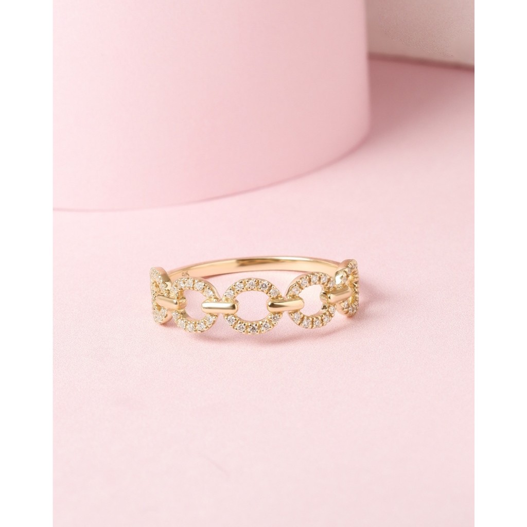แหวนทองแท้ 9K  Circle Diamond Chain Ring