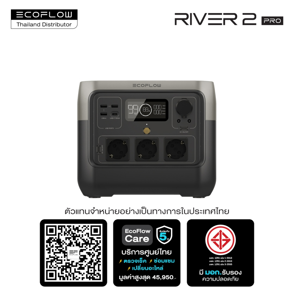 ECOFLOW RIVER 2 PRO PORTABLE POWER STATION แบตเตอรี่สำรอง อเนกประสงค์ พาวเวอร์สเตชั่น