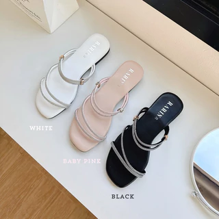 Rarin รุ่น [ Jayda ] 36 - 41 รองเท้าแตะพื้นนุ่ม สายเพชร ใส่ได้ 2 แบบ **เท้าเรียวลดไซส์**