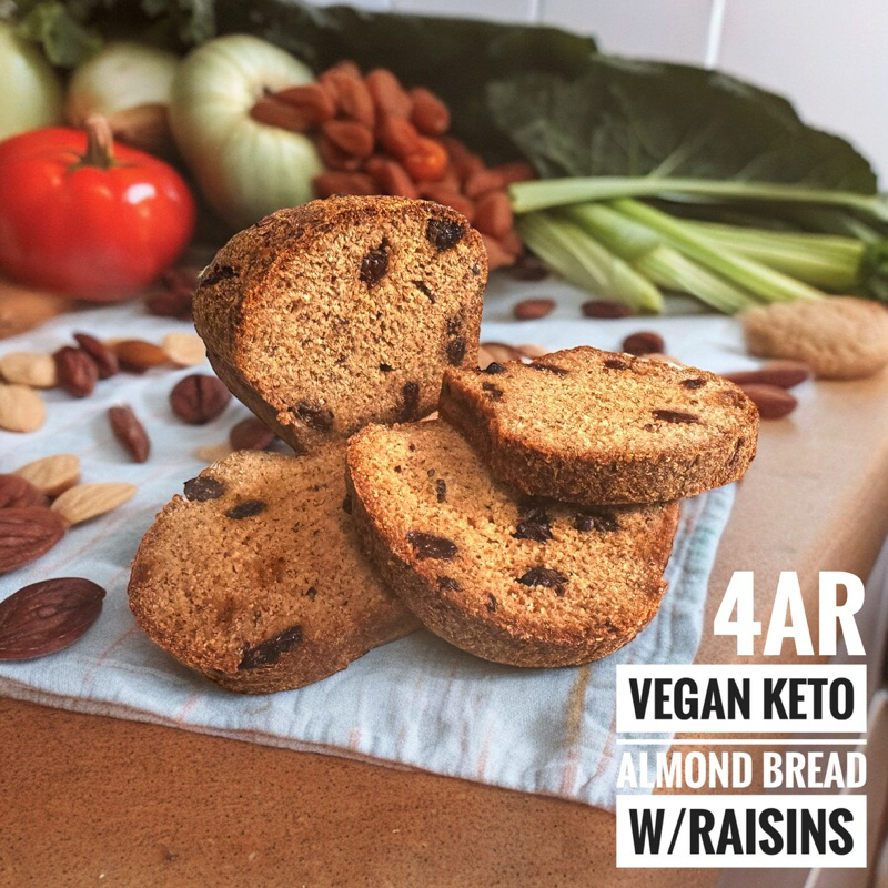 4AR ขนมปังไร้กลูเตน วีแกน คีโตผสมลูกเกด Gluten-Free Vegan Keto Bread with Raisins