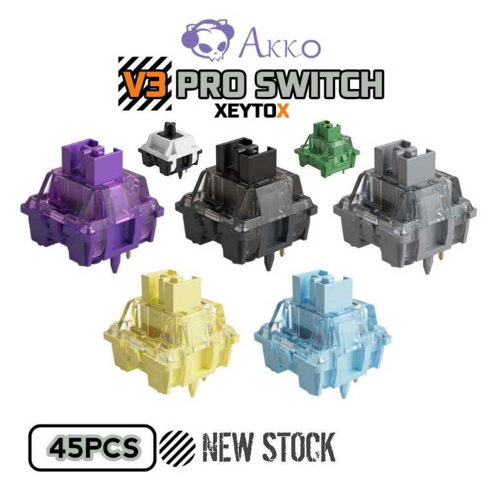 (Lubed 45ตัว) Akko V3 Pro Switches Yellow , Blue , Black , Purple , Silver Switch - Mechanical Switch > XEYTOX <