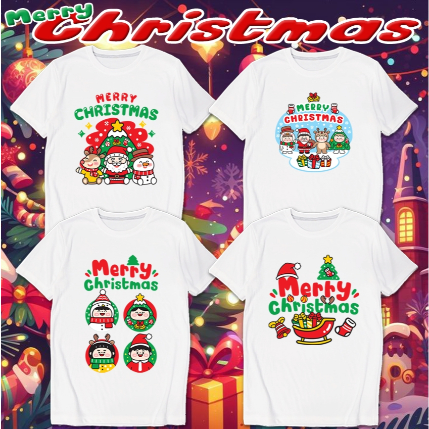 เสื้อยืด Christmas คริสมาส Happy New Year สกรีน ผ้าหนา นุ่ม ใส่สบาย No.0385