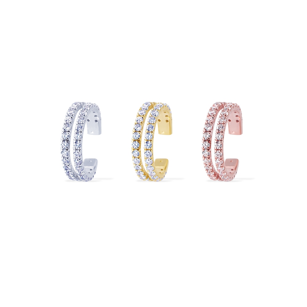 Piercingroom by Jay 2 Layer CZ Diamond Eternity Earcuff (Silver) เอียร์คัฟ 2 ชั้น เงินแท้ (ราคาต่อชิ้น)
