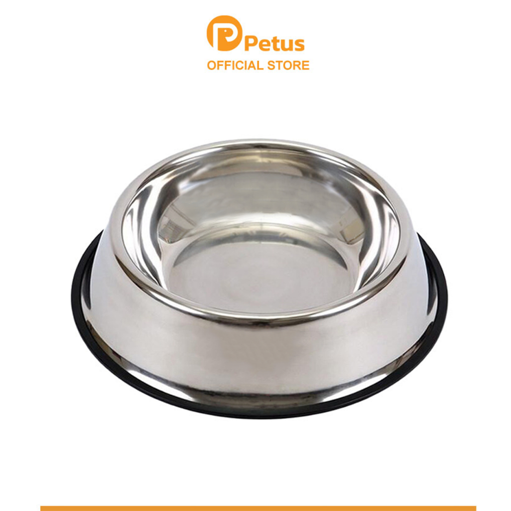 Petus ชามใส่อาหาร สุนัข แมว ชามสัตว์เลี้ยง มีขอบยางกันลื่น ขนาด16/22/26/30cm Steel Pet Basin