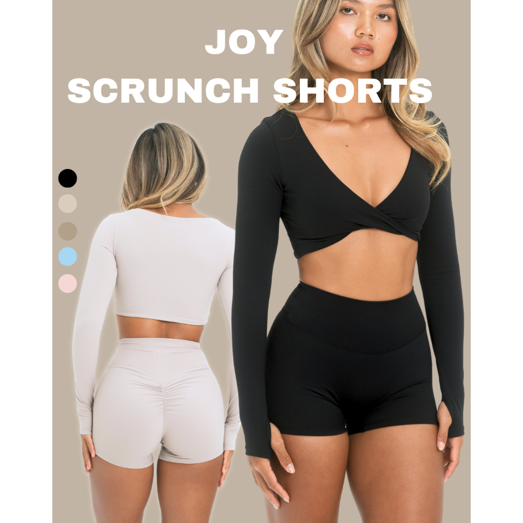 กางเกงขาสั้นออกกำลังกาย Joy Scrunch Shorts จั๊มเข้าก้น เอวสูง