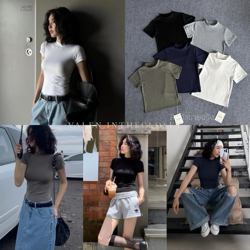 ส่งด่วน 🛵 3251 𝗠𝗘𝗟𝗟𝗢𝗪 𝗠𝗢𝗖𝗞 𝗡𝗘𝗖𝗞 𝗧-𝗦𝗛𝗜𝗥𝗧 เสื้อยืดดีไซน์คอสูง เนื้อผ้าดีมาก ยืดหยุ่นนุ่มเด้ง เข้ารูปพอดีตัว