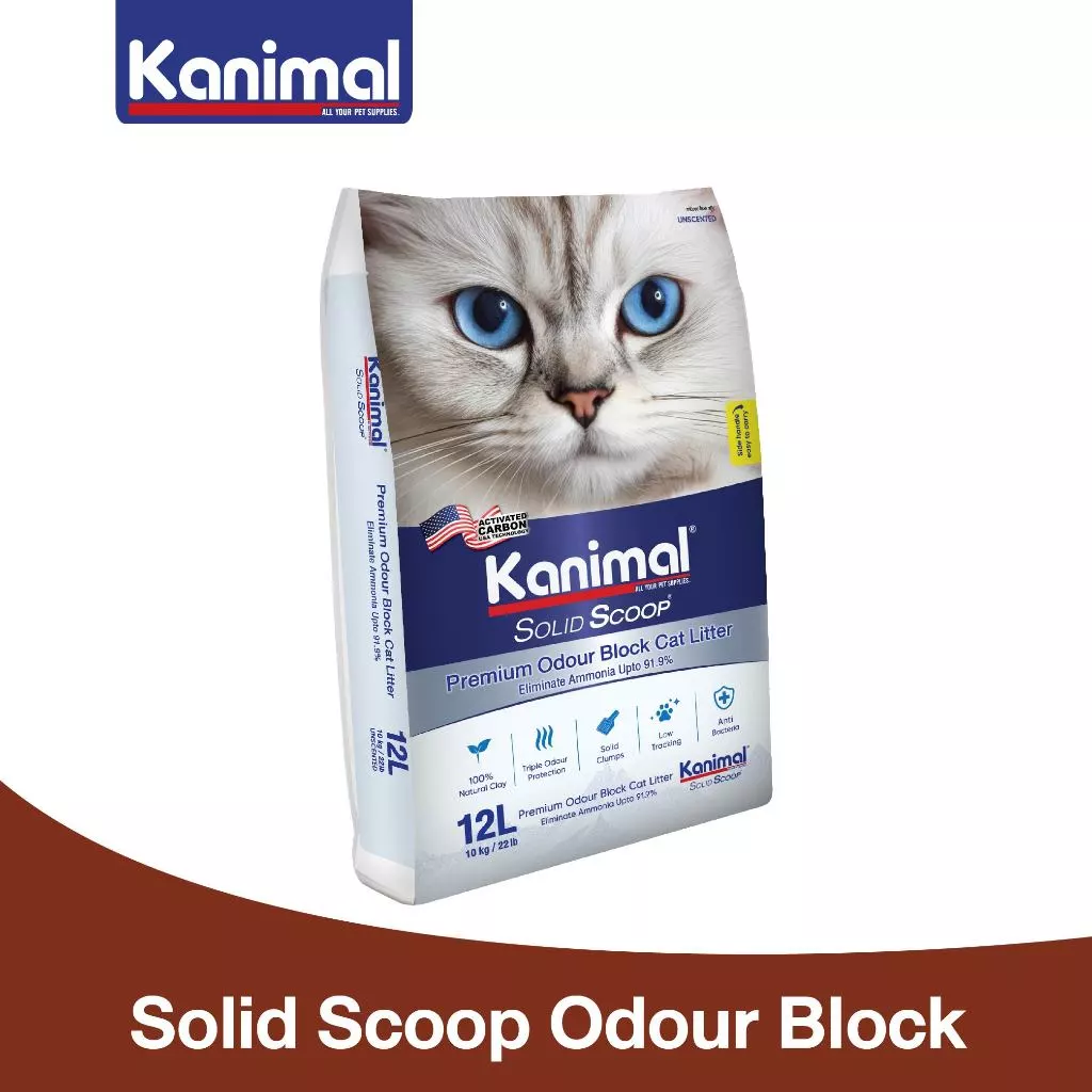[20621] Kanimal Solid Scoop Odour Block Cat Litter ทรายแมวภูเขาไฟ สูตรกำจัดแอมโมเนีย บรรจุ 10 กิโลกรัม (12ลิตร)