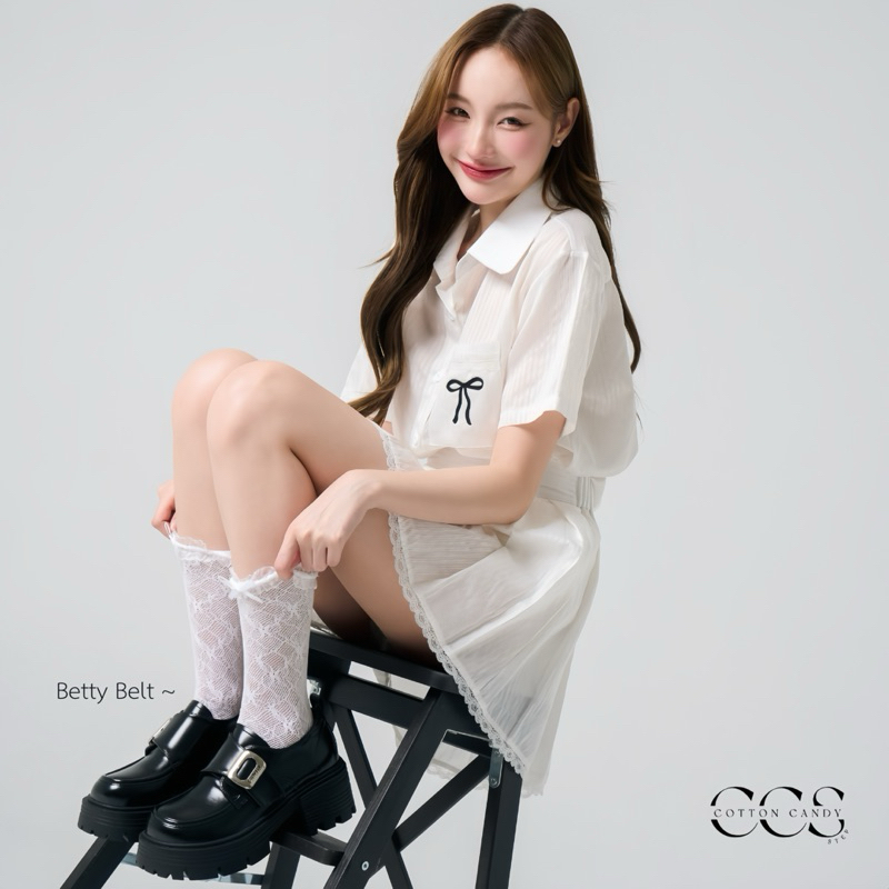 Betty Belt 093 รองเท้าแม่รี่เจน ทรงโลฟเฟอร์เสริมส้น รองเท้าส้นหนา หนังพรีเมี่ยม พร้อมส่งจากไทย