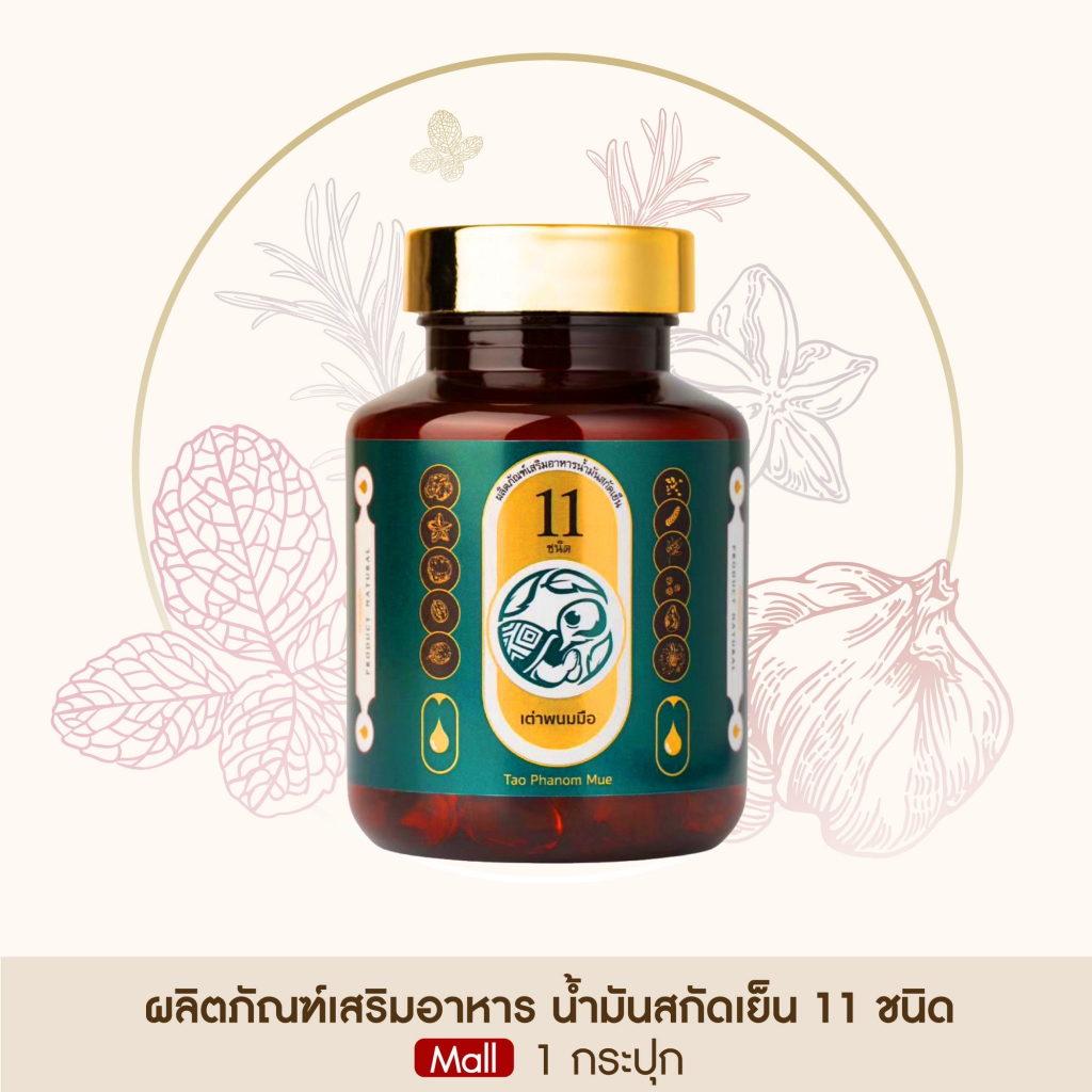 ของแท้ 100 % น้ำมันสกัดเย็น 11 ชนิด อาหารเสริมเต่าพนมมือ เสริมภูมิคุ้มกัน บํารุงระบบประสาท 30 เม็ด [1 กระปุก ]