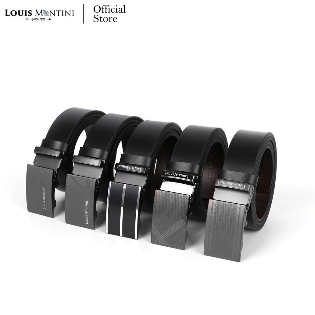 ซื้อ Louis Montini Automatic เข็มขัดหนังวัวแท้ หัวออโต้เมติค เข็มขัดหนังแท้ หนังเรียบ MGN369