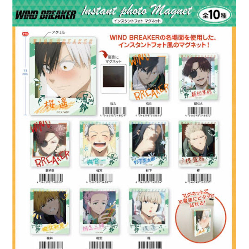 (พร้อมส่ง) WIND BREAKER Instant Photo Magnet Sakura Suo Kaji