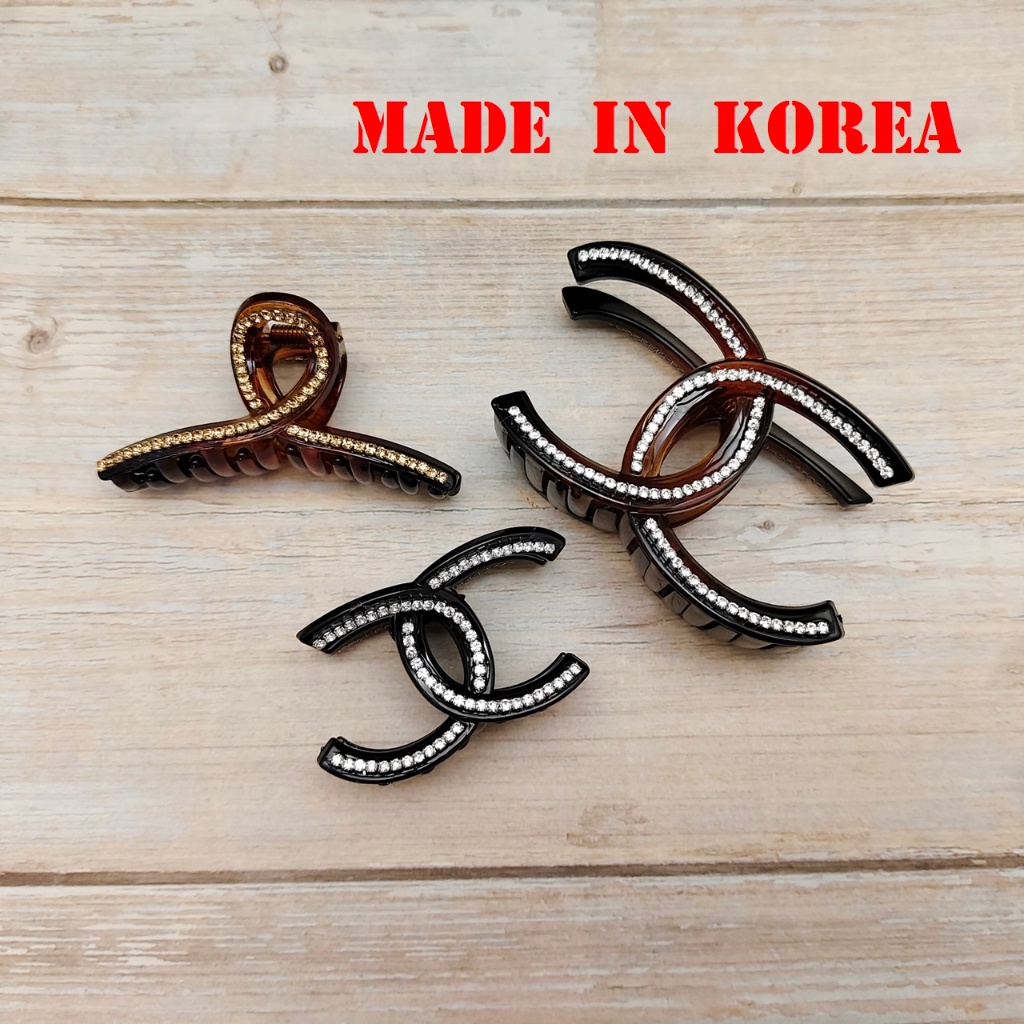 กิ๊บเกาหลี กิ๊บหนีบผม made in korea แท้ เนื้อพลาสติก ตกแต่งโซ่เพชร Boyoung (ราคาต่อชิ้น)