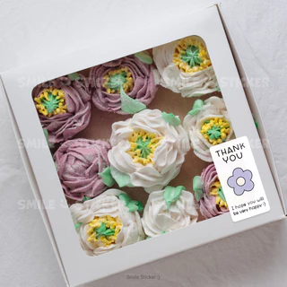SmileSticker สติ๊กเกอร์ขอบคุณ แพ็ก 48 ดวง ขนาด 3x6cm สติ๊กเกอร์ PP สีขาวเงา กันน้ำ 100%
