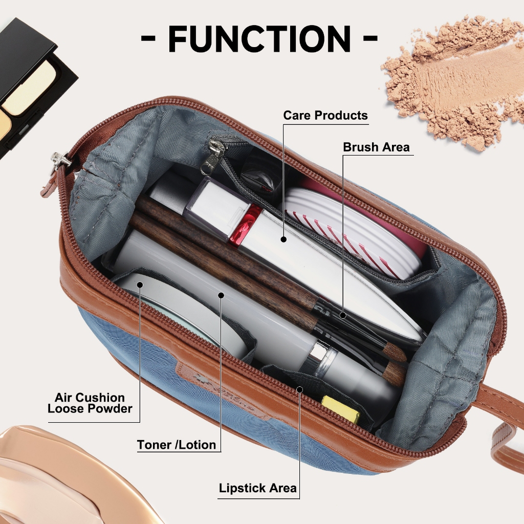 SeaChoice กระเป๋าเครื่องสำอางเดินทาง  Bag Cosmetic กระเป๋าเครื่องสำอางขนาดใหญ่  กระเป๋าซิปเปิดกว้าง กระเป๋าจัดระเบียบ