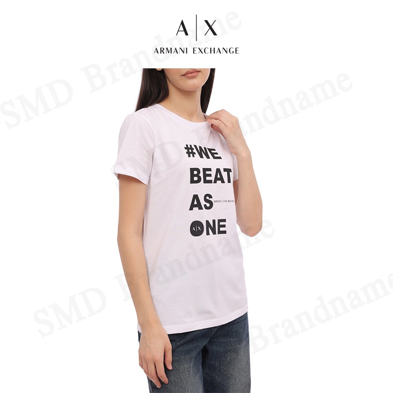 Armani Exchange เสื้อยืดคอกลมผู้หญิงรุ่น Sustainability Values Regular Fit Jersey Cotton T-Shirt Code: 6RYT10 YJ3RZ 1000 - รูปที่ 4