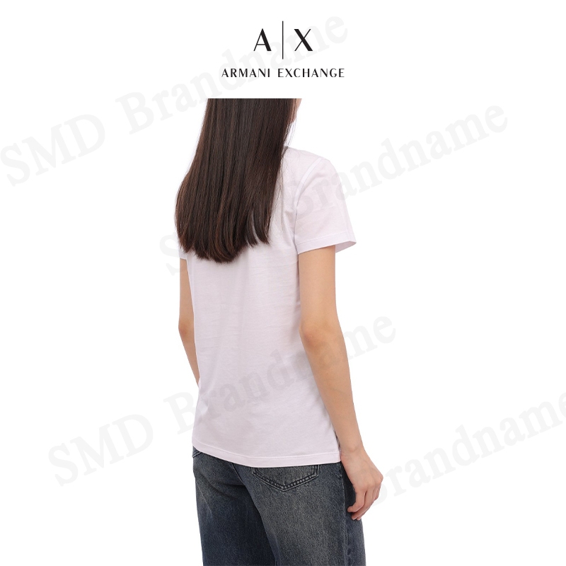 Armani Exchange เสื้อยืดคอกลมผู้หญิงรุ่น Sustainability Values Regular Fit Jersey Cotton T-Shirt Code: 6RYT10 YJ3RZ 1000 - รูปที่ 5