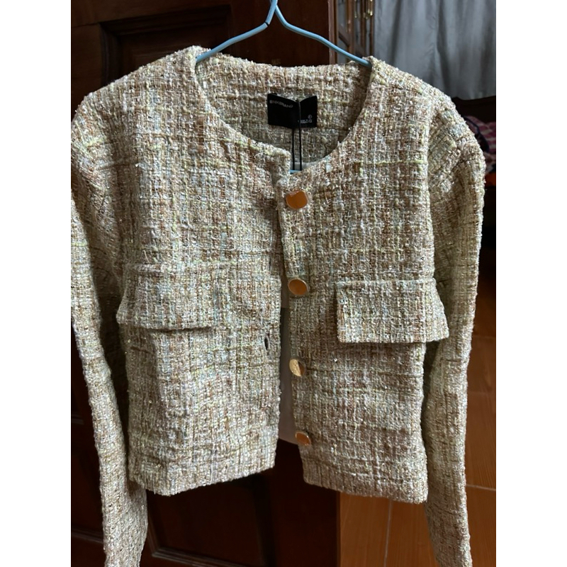 เสื้อ Bnk brand Milan tweed jacket สีมิ้นท์ช้อก