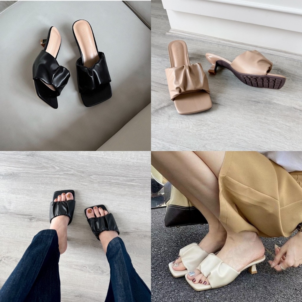 [พร้อมส่ง] WEAR.SOUL #S531-Puffy Low Heel Sandals