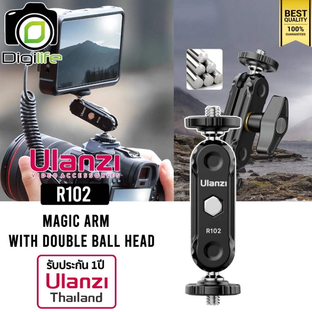 Ulanzi R102 Magic Arm Double Head เมจิกอาร์ม 9ซม. (3.54 นิ้ว) พร้อมหัวบอล - รับประกัน Ulanzi Thailan