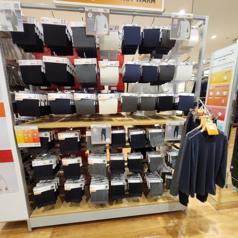 ใส่ที่ 15 ถึง -5 องศา รับหิ้วของแท้ Uniqlo ผู้ชาย เสื้อคอกลม และกางเกง HEATTECH EXTRA WARM ใส่ในอุณหภูมิ 15 ถึง -5 องศา
