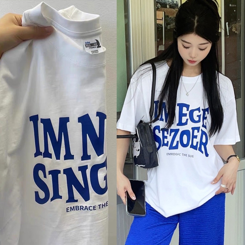 เสื้อยืด แฟชั่น ผู้หญิง ทรงตรง T-Shirt Cotton 100% คอกลมแขนสั้น