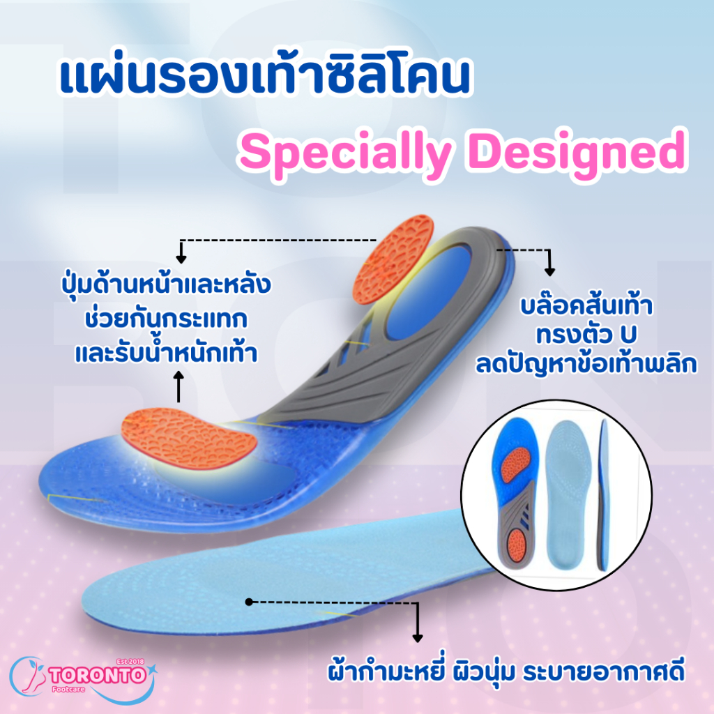 แผ่นรองเท้าซิลิโคน ส้นเท้าทรงตัว U ลดโอกาสเกิดข้อเท้าพลิก ข้อเท้าแพลง ช่วยการทรงตัวให้ดียิ่งขึ้น ราคา ถูกที่สุด ดีลบีเคเค แกลเลอรีภาพที่ 5