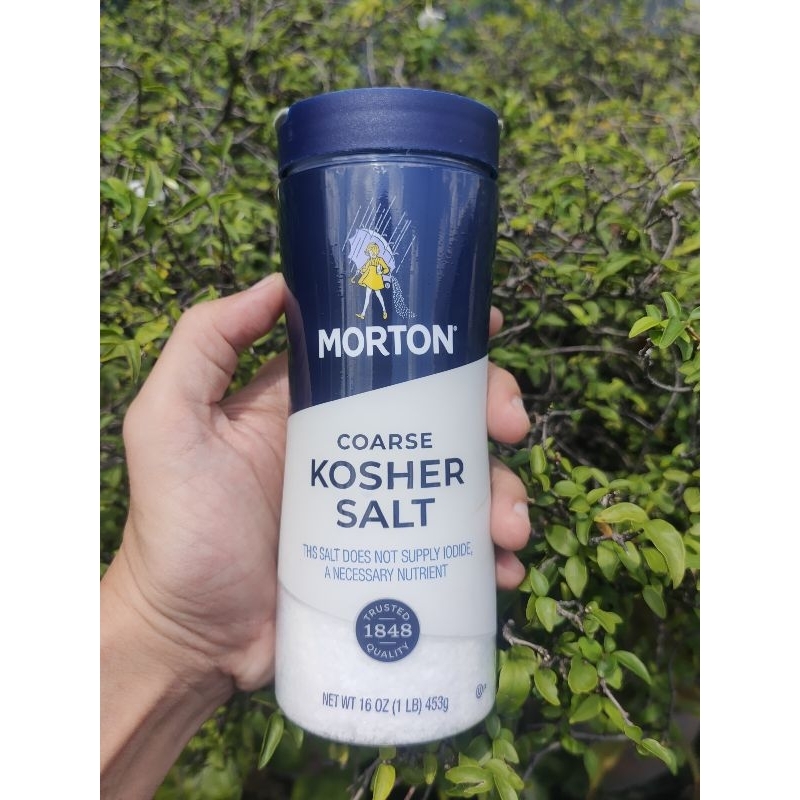 Morton Coarse Kosher 453g. เกลือเพื่อบริโภค ไม่เสริม  ไอโอดีน มอล์ตัน 453 กรัม