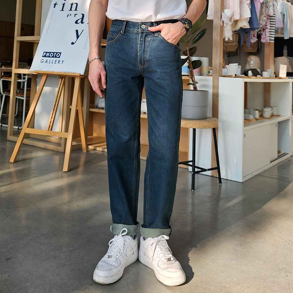 Golden Zebra Jeans กางเกงยีนส์ชายผ้าไม่ยืดขากระบอกเล็กไซส์เล็กไซส์ใหญ่ 535#GR