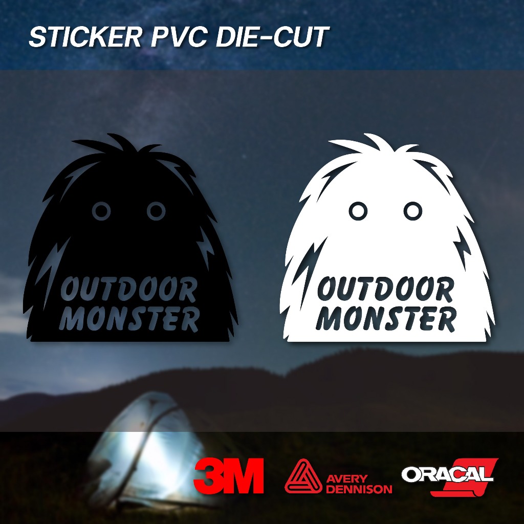 (D025) สติกเกอร์ไดคัท OUTDOOR MONSTER สติกเกอร์ PVC กันน้ำ ลอกออกไม่ทิ้งคราบกาว งานตัดคุณภาพ