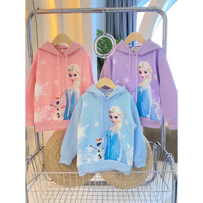 เสื้อฮู้ดเด็ก เสื้อแขนยาว เสื้อกันหนาวมีหมวก ลายเจ้าหญิงเอลซ่า Elsa