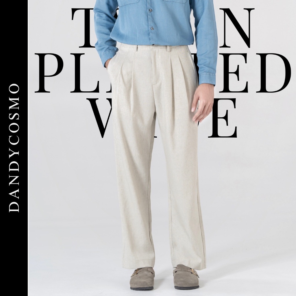 กางเกงขายาว Twin pleated wide trouser ทรงขาใหญ่ DANDY COSMO